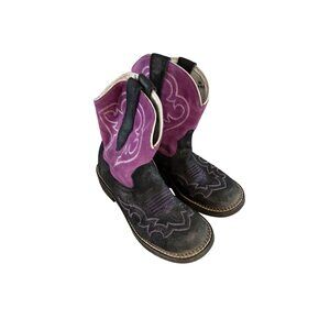 Ariat Fatbaby Western Boots Black & Purple suede/leather size 9